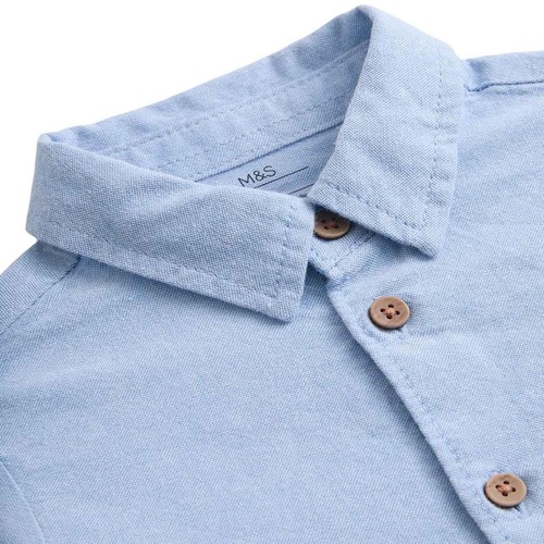 M&S Boys Pure Cotton Shirt, 2-3 Years, Blue