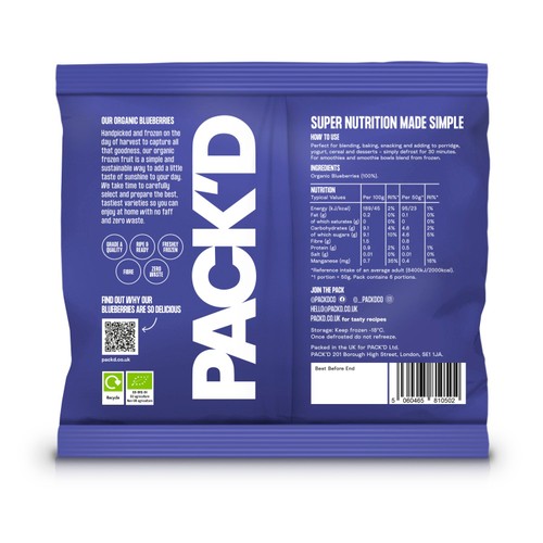PACK'D Organic & Large Sun-Ripened Blueberries