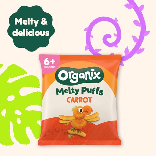 Organix Melty Carrot Puffs Baby Snack Multipack 6+ Months