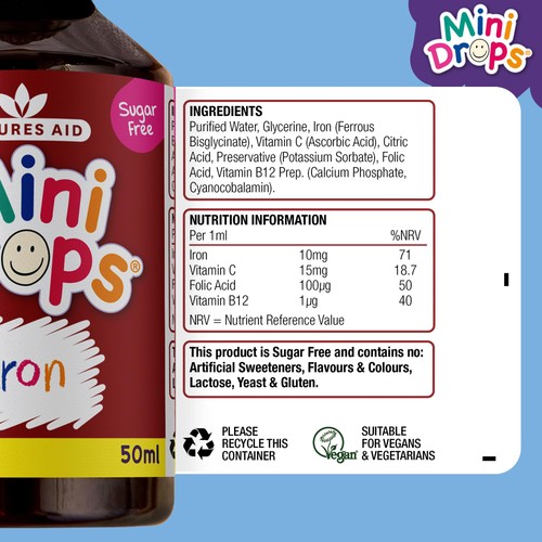 Natures Aid Infant's & Kid's Iron Mini Drops 10mg 3mnths - 5yrs 