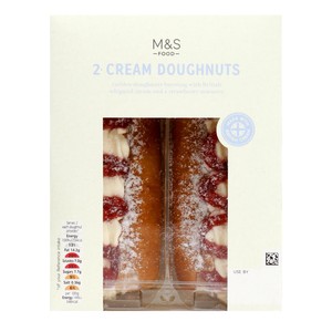 2 Cream & Strawberry Jam Doughnuts