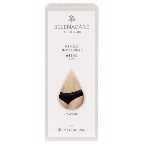 SELENACARE, Menstrual Undies, CLASSIC, Black, Size S