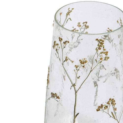 M&S Pressed Flower Glass Vase, Clear