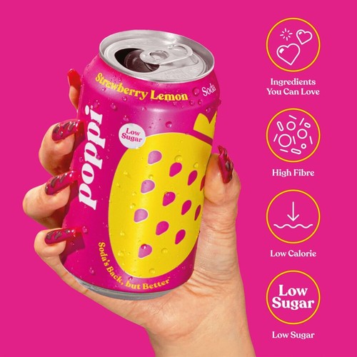Poppi Strawberry Lemon Soda Cans