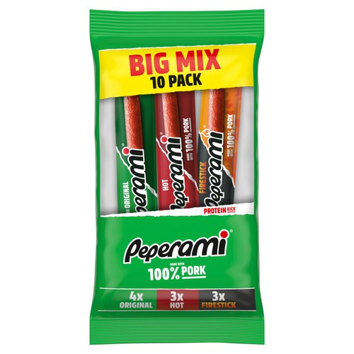 Peperami Salami Mix 10pk (4xOriginal, 3xHot, 3xFire)