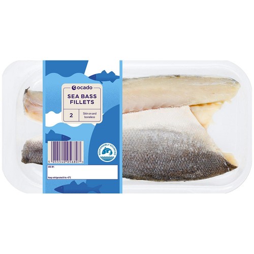 Ocado 2 Sea Bass Fillets Skin On & Boneless