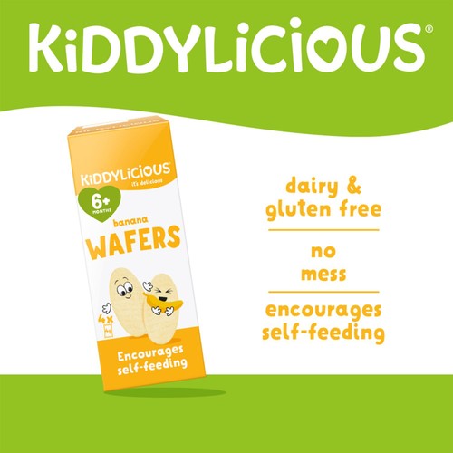 Kiddylicious Mini Banana Wafers Baby Snack 6+ Months