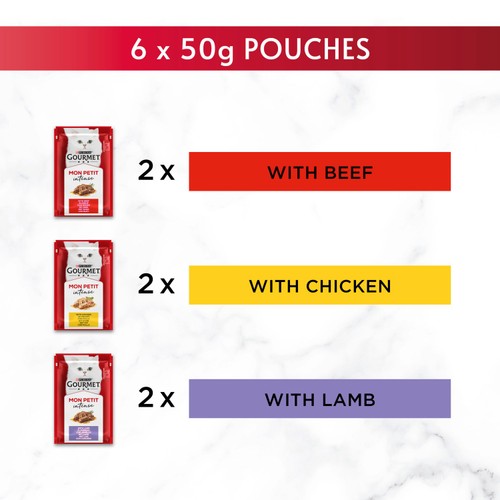 Gourmet Mon Petit Meaty Variety Beef Chicken Lamb Wet Cat Food
