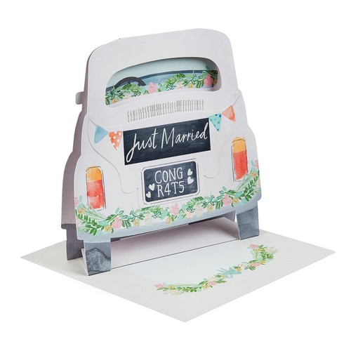 M&S Pop Up Decorated Car Wedding Card