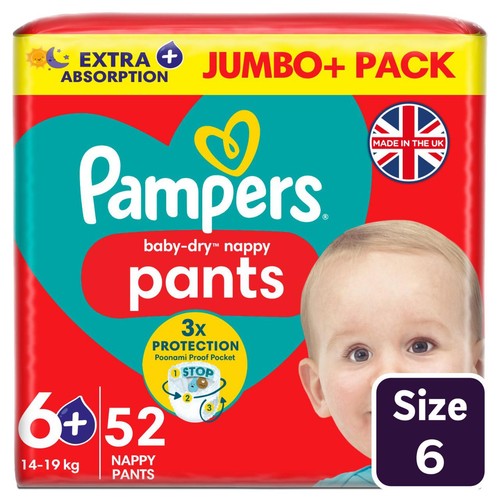 Pampers Baby-Dry Nappy Pants Size 6+ Extra Absorption Jumbo+ Pack