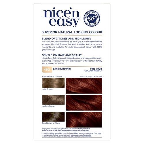 Clairol Nice'n Easy Hair Dye, 4BG Dark Burgundy