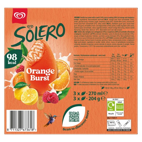 Solero Orange Burst Ice Cream Sticks
