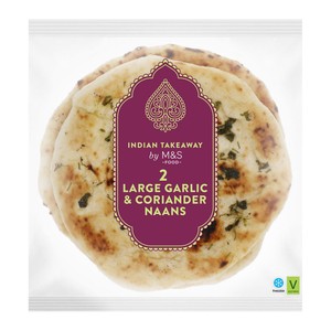 M&S 2 Large Garlic & Coriander Naans