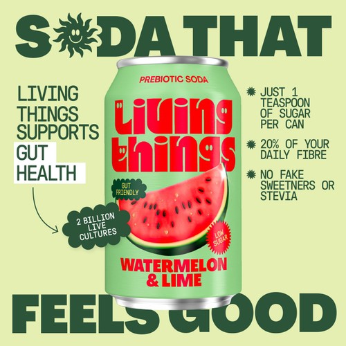 Living Things Watermelon & Lime Biotic Soda