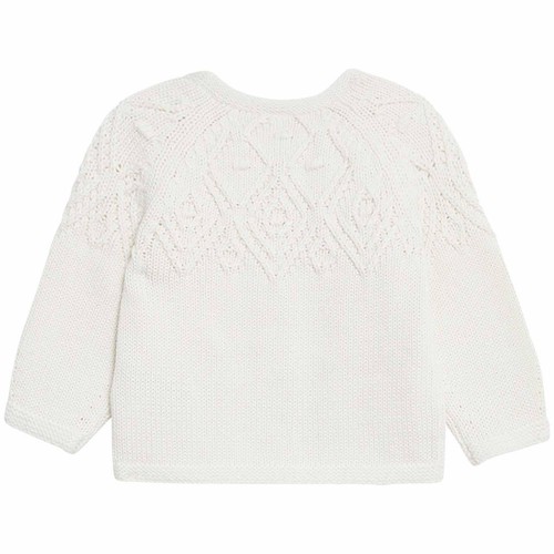 M&S Collection Girls, Pure Cotton Patterned Cardigan, 12-18 Months, Cream