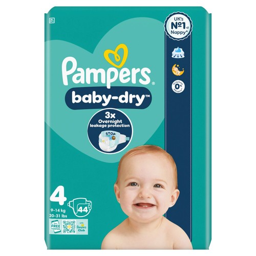 Pampers Baby-Dry Nappies, Size 4 (9-14kg) Essential Pack
