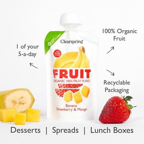 Clearspring Organic Fruit Puree Banana Strawberry & Mango