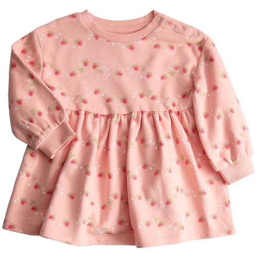 M&S Cotton Rich Strawberry Print Jersey Dress, 3-6 M, Pink
