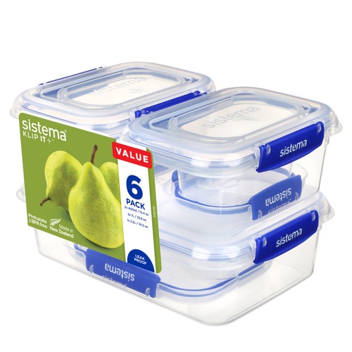Sistema Klip It Plus Food Storage Containers 6 Pack Airtight