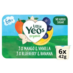 Yeo Valley Little Yeos No Added Sugar Mango & Vanilla, Blueberry & Banana