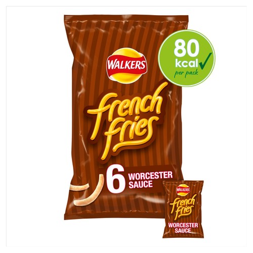 Walkers French Fries Worcester Sauce Multipack Snacks Crisps 6x18g