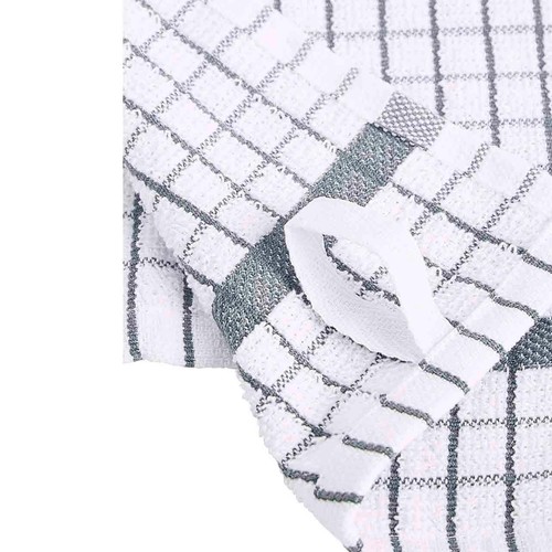 M&S Checked Terry Tea Towels, Light Grey