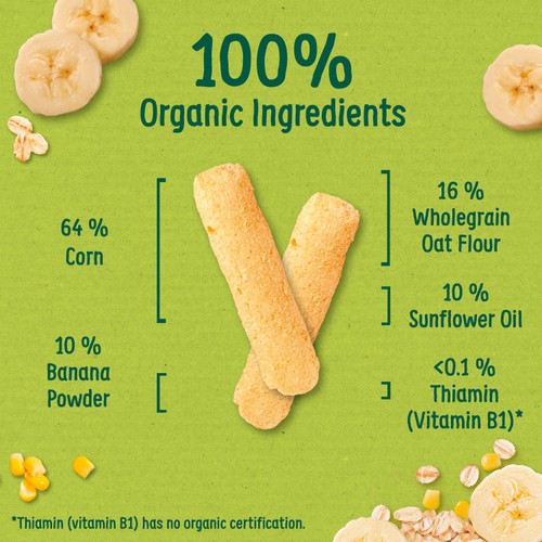 Organix Banana Weaning Wands Baby Snack 6+ Months