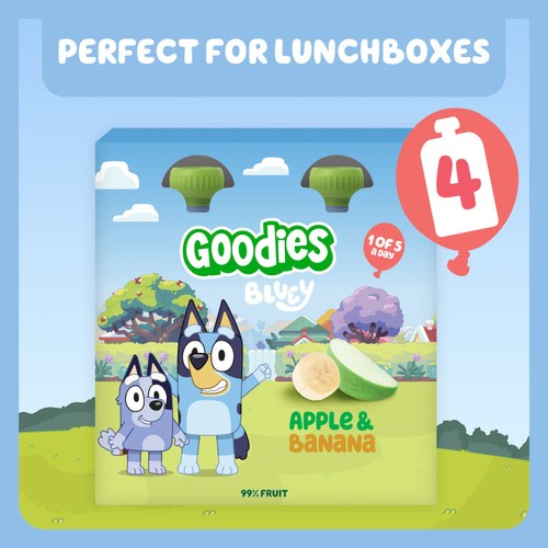 Goodies BLUEY Kids Snack Apple & Banana Smoothie Fruit Pouch Multipack