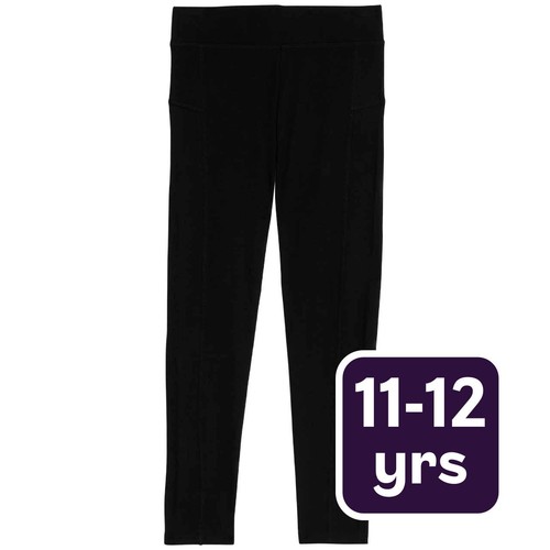 M&S Girls Cotton Rich Leggings, 11-12 Years, Black