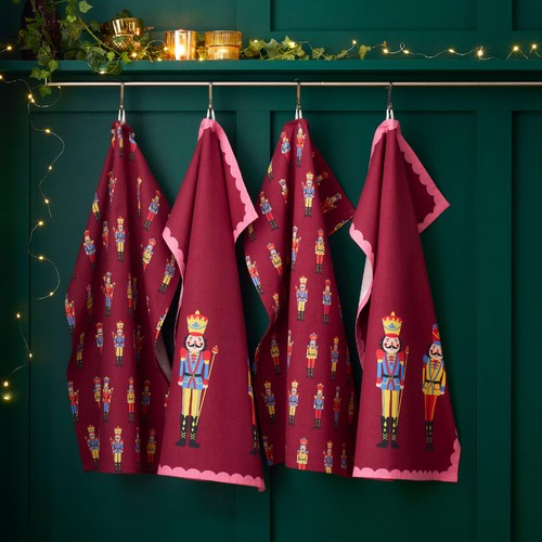 Catherine Lansfield Christmas Nutcracker Set of 4 Tea Towels