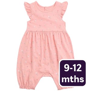 Cotton Floral Romper, 9-12 Months, Pink