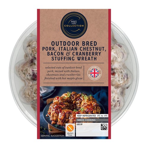M&S Collection Pork, Italian Chestnut, Bacon & Cranberry Stuffing Wreath