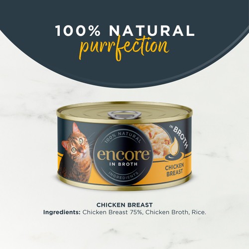 Encore Natural Wet Cat Food Tin Chicken Breast in Broth