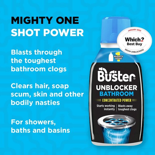 Buster Bathroom Drain Unblocker Mighty 1 Dose