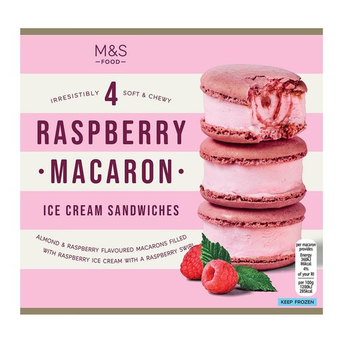 M&S Raspberry Macaron Ice Cream Sandwiches Serves 4