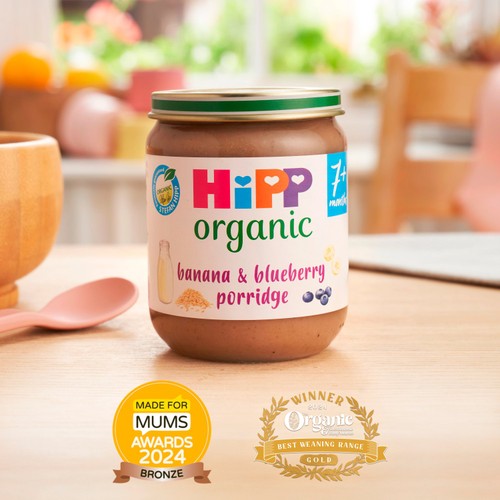 HiPP Organic Banana & Blueberry Porridge Baby Food Jar 7+ Months 