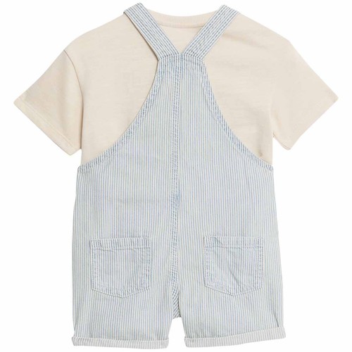 M&S Boys 2pc Pure Cotton Striped Bibshort 3-6 Months Blue Mix