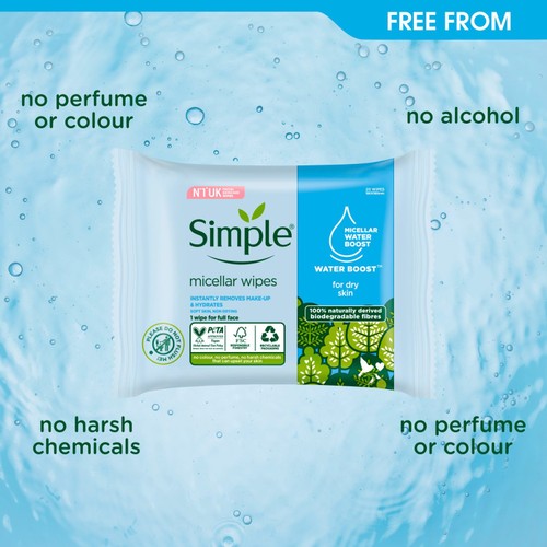 Simple Kind to Skin Micellar Biodegradable Cleansing Wipes