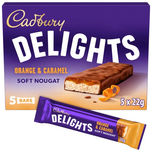 Cadbury Delights Soft Nougat Orange & Caramel Chocolate Bars