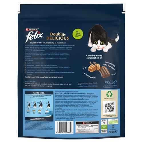 Felix Doubly Delicious Beef Chicken & Vegetables Dry Cat Food