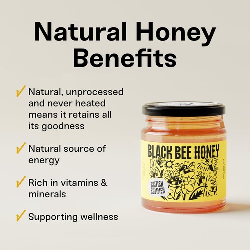 Black Bee Honey British Summer Runny Wildflower Honey