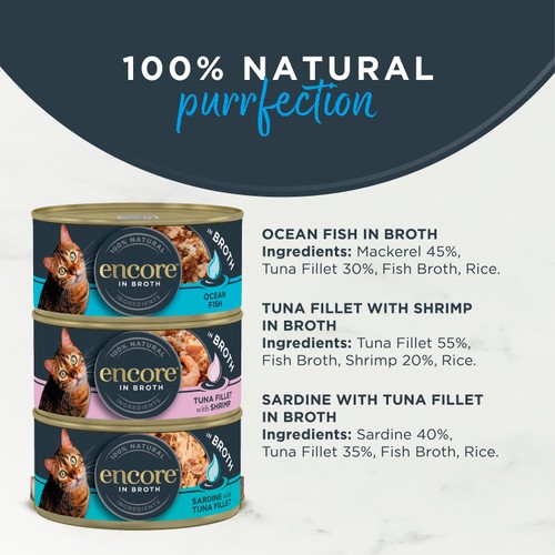 Encore Natural Wet Cat Food Multipack Fish Selection Tins in Broth