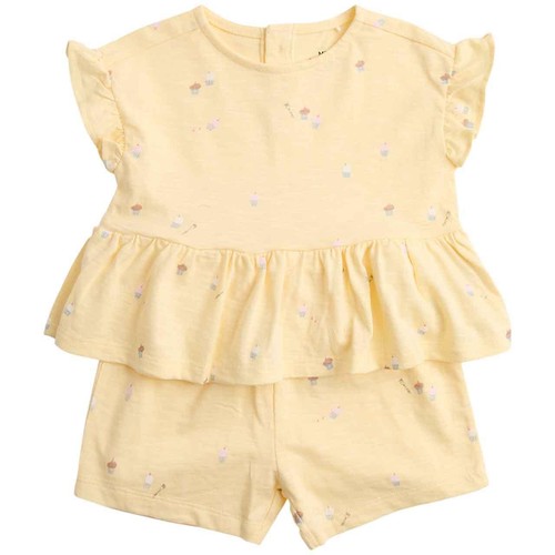 M&S Cotton Cupcake Jersey Top and Short, 9-12 M, Yellow