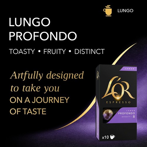 L'OR Lungo Profondo Coffee Pods x10 Intensity 8