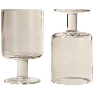 Set of 2 Contrast Rim Wine Glasses, White