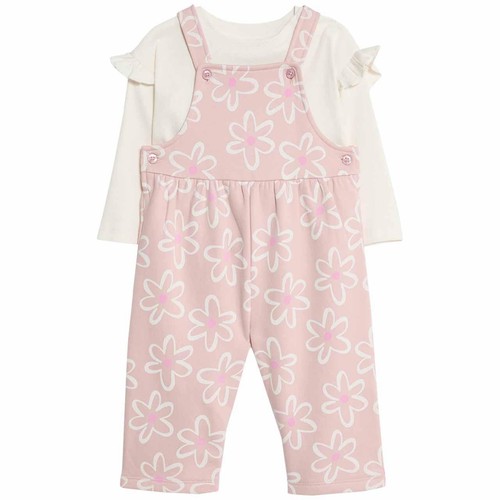 M&S Wide Leg Flower Dungaree, 6-9 Months, Pink