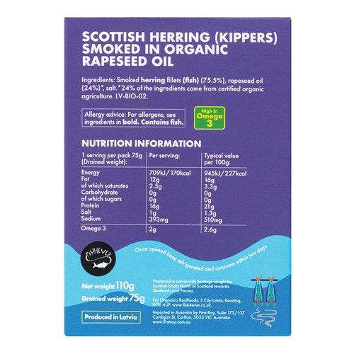 Fish 4 Ever Smoked Kippers in organic rapeseed oil