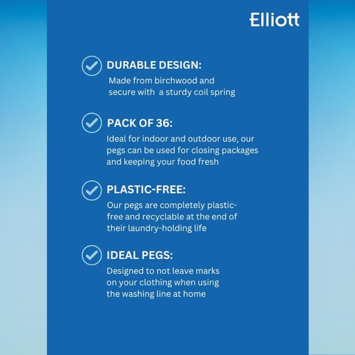 Elliotts Birchwood Clothes Pegs 36 Pack