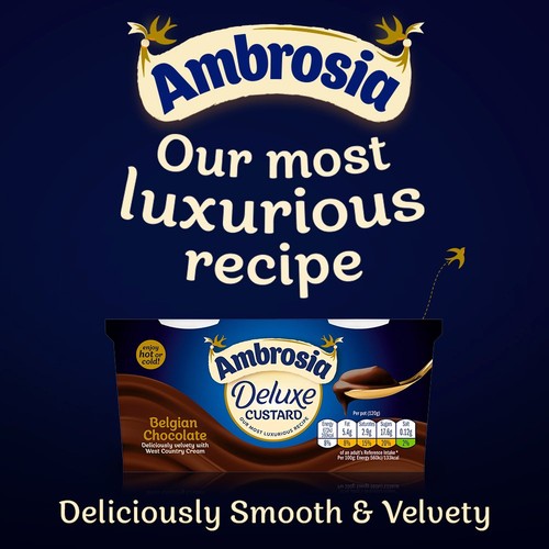 Ambrosia Deluxe Custard Belgian Chocolate Dessert Snack Pots