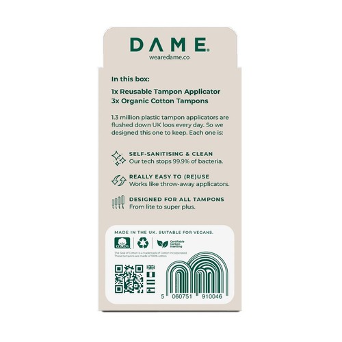 DAME Single Reusable Tampon Applicator